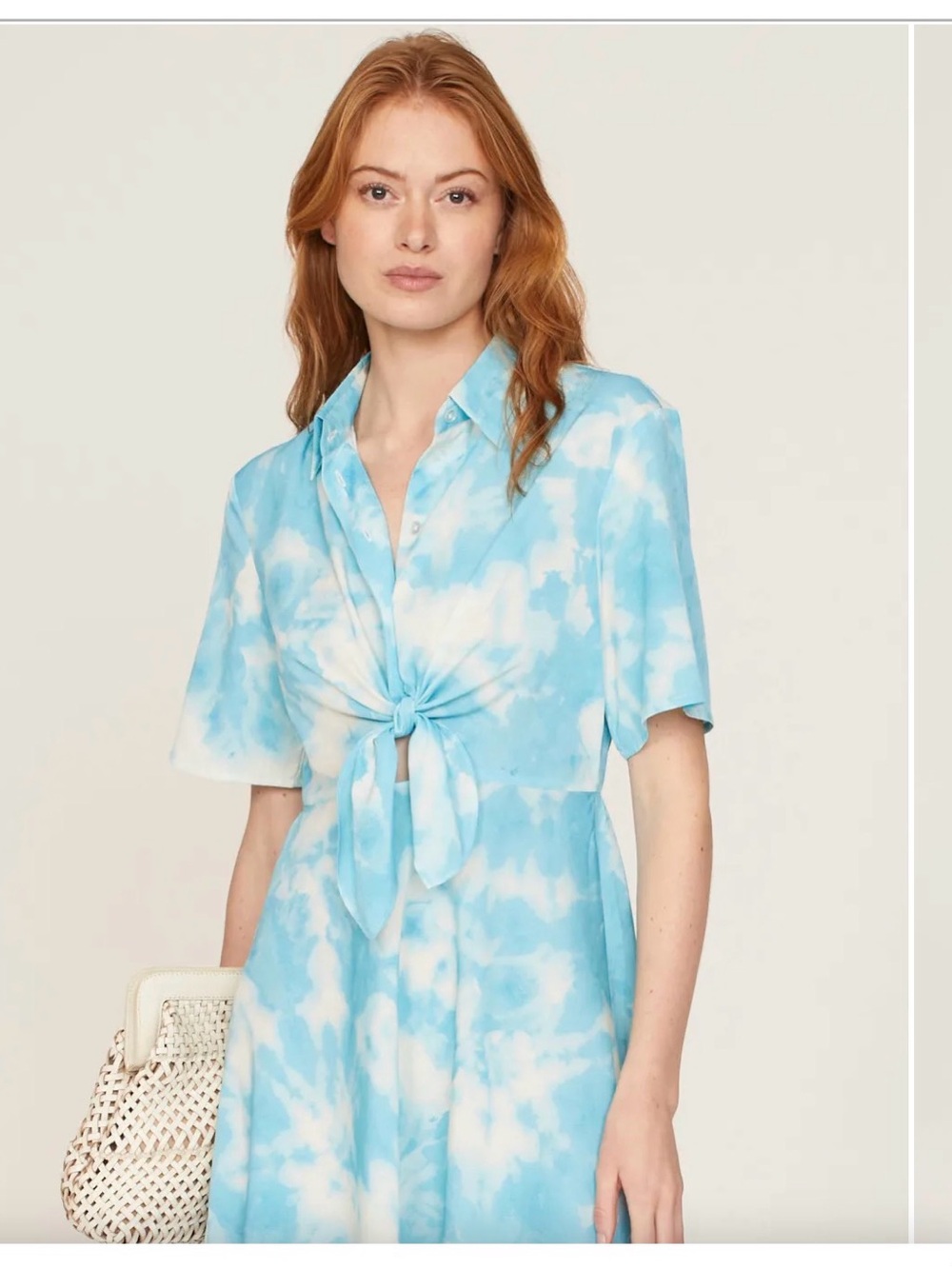 Thakoon Blue and White Tie-Front Mini Dress
